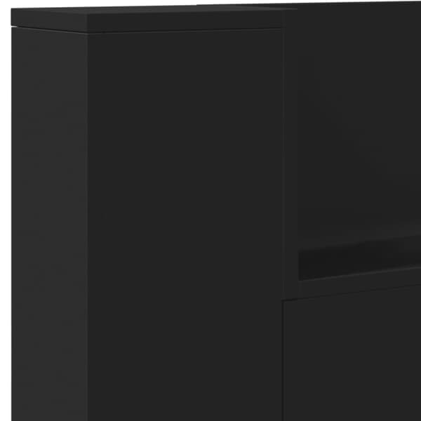 vidaXL Sängynpäätykaappi LED-valoilla musta 200x16,5x103,5 cm