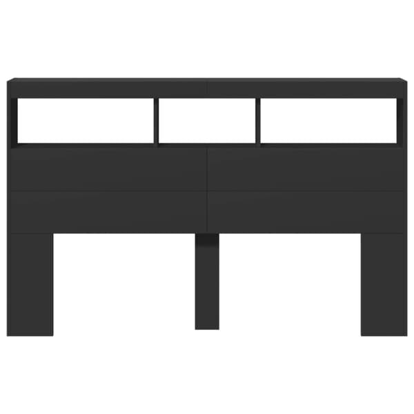 vidaXL Sängynpäätykaappi LED-valoilla musta 160x17x102 cm