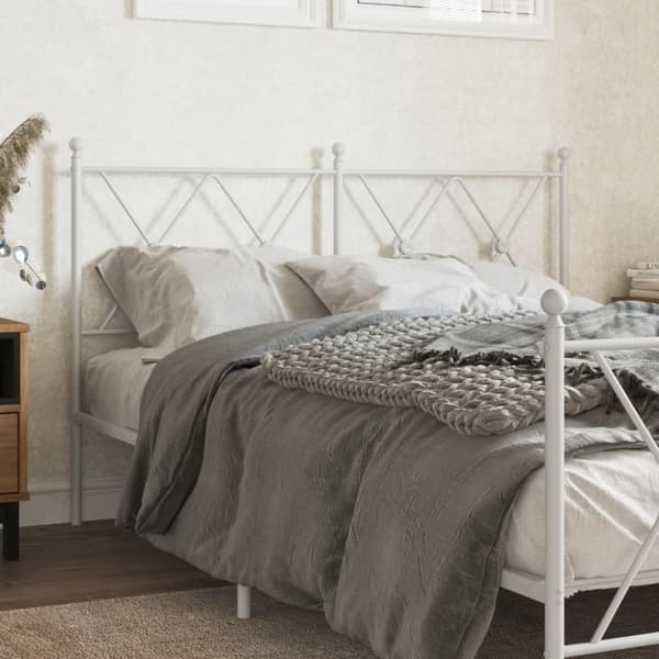 vidaXL Metallinen sängynpääty valkoinen 140 cm