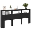 Miniatyrbilde 5 av 11: vidaXL Hodegavl skap med LED svart 220x17x102 cm