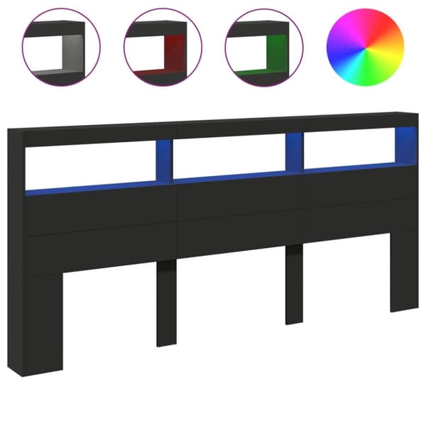 vidaXL Hodegavl skap med LED svart 220x17x102 cm