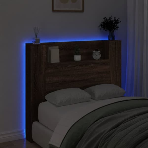 vidaXL Hodegavl skap med LED brun eik 120x16,5x103,5 cm