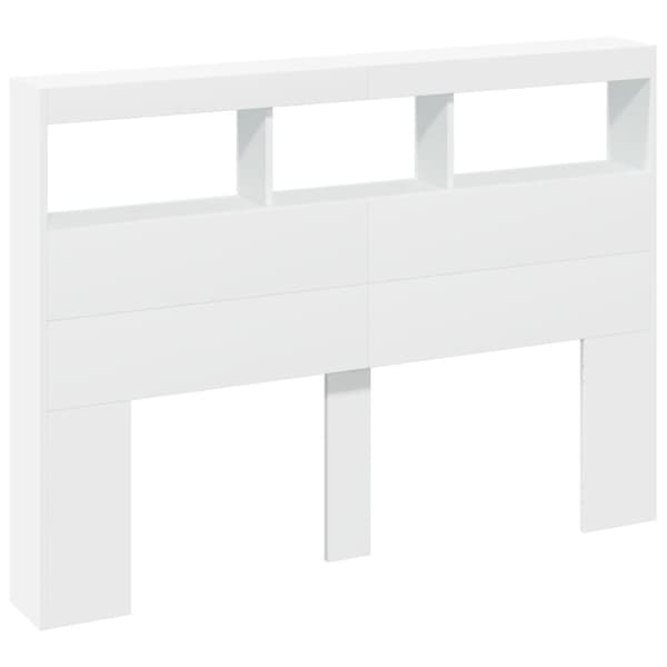 vidaXL Sängynpäätykaappi LED-valoilla valkoinen 140x17x102 cm