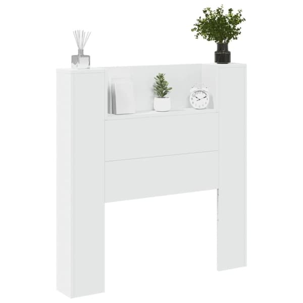 vidaXL Sängynpäätykaappi LED-valoilla valkoinen 100x16,5x103,5 cm