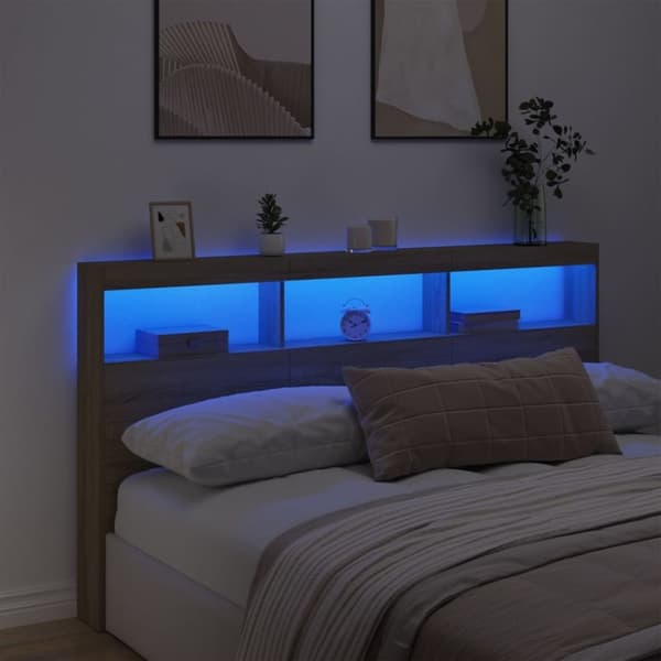 vidaXL Hodegavl skap med LED sonoma eik 180x17x102 cm