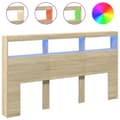 Miniatyrbilde 2 av 11: vidaXL Hodegavl skap med LED sonoma eik 180x17x102 cm