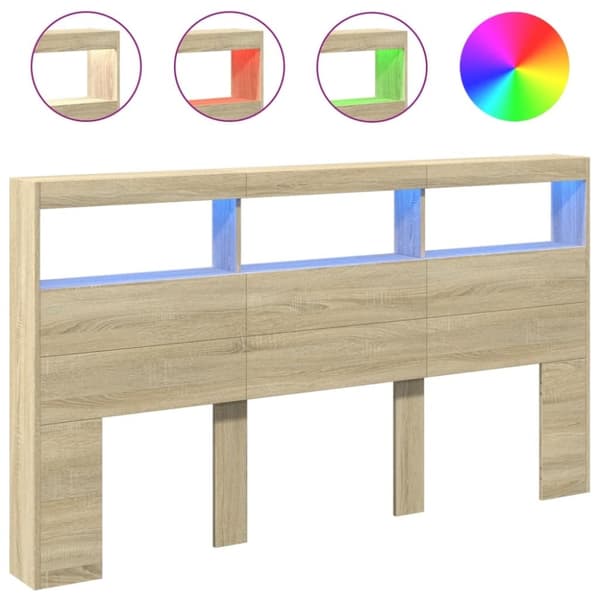 vidaXL Hodegavl skap med LED sonoma eik 180x17x102 cm