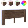 Miniatyrbillede 2 af 11: vidaXL sengegavl med opbevaring og LED-lys 200x16,5x103,5 cm brunt eg