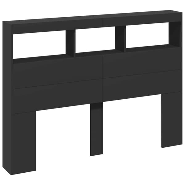 vidaXL Sängynpäätykaappi LED-valoilla musta 140x17x102 cm