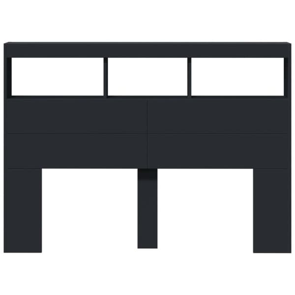 vidaXL Sängynpäätykaappi LED-valoilla musta 140x17x102 cm