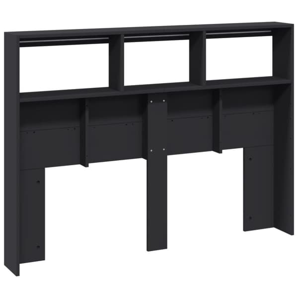 vidaXL Sängynpäätykaappi LED-valoilla musta 140x17x102 cm