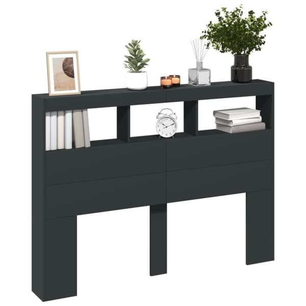 vidaXL Hodegavl skap med LED svart 140x17x102 cm
