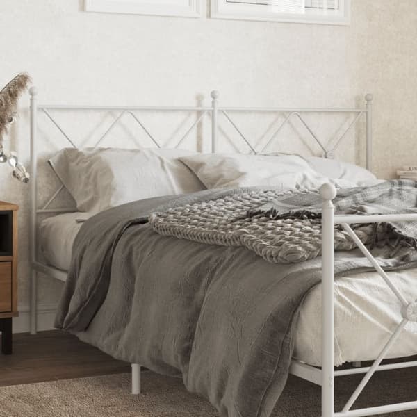 vidaXL sengegavl 150 cm metal hvid