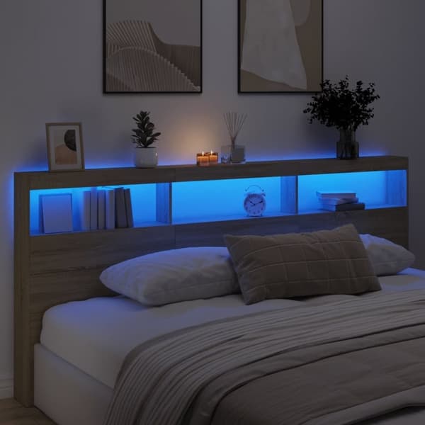 vidaXL Hodegavl skap med LED sonoma eik 220x17x102 cm