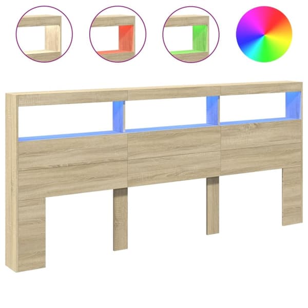 vidaXL Hodegavl skap med LED sonoma eik 220x17x102 cm