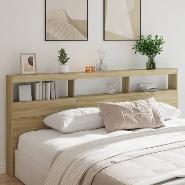 vidaXL Hodegavl skap med LED sonoma eik 220x17x102 cm
