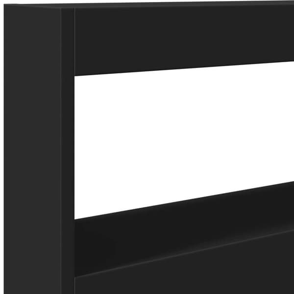 vidaXL sengegavl med opbevaring og LED-lys 100x17x102 cm sort