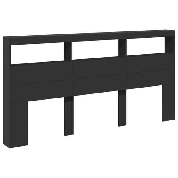 vidaXL sengegavl med opbevaring og LED-lys 200x17x102 cm sort