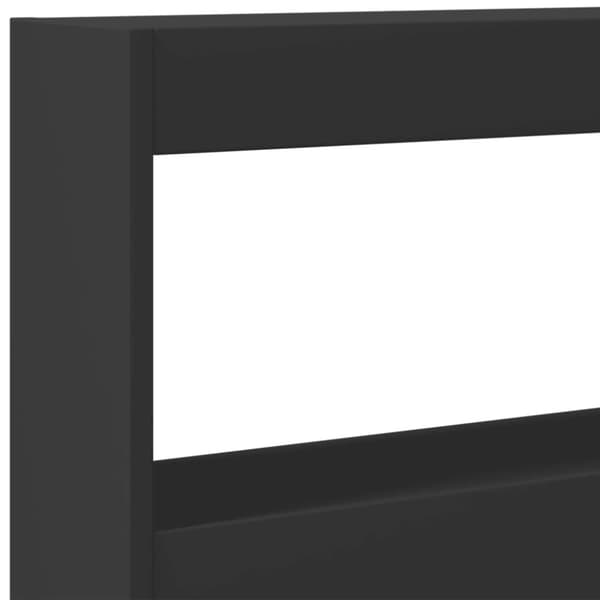 vidaXL sengegavl med opbevaring og LED-lys 200x17x102 cm sort