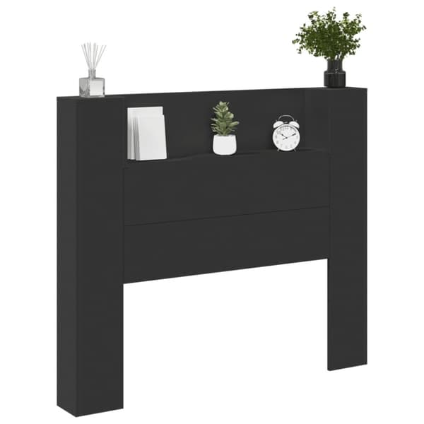 vidaXL Sängynpäätykaappi LED-valoilla musta 120x16,5x103,5 cm