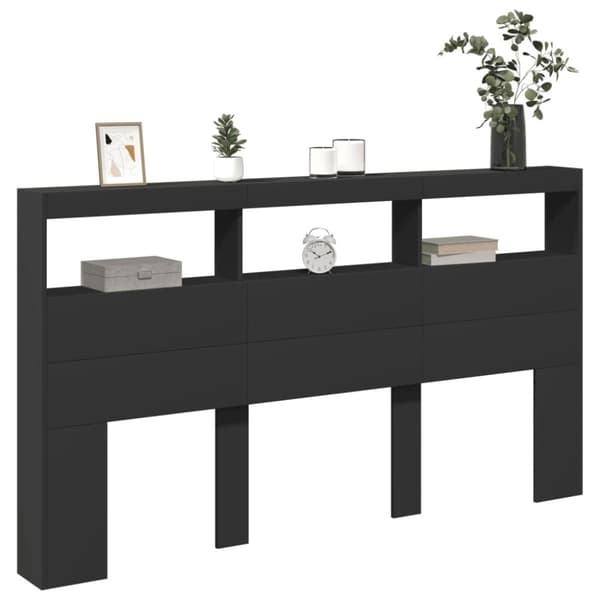 vidaXL Sänggavel med LED svart 180x17x102 cm