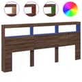 Miniatyrbilde 2 av 11: vidaXL Hodegavl skap med LED brun eik 220x17x102 cm