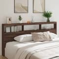 Miniatyrbilde 1 av 11: vidaXL Hodegavl skap med LED brun eik 220x17x102 cm