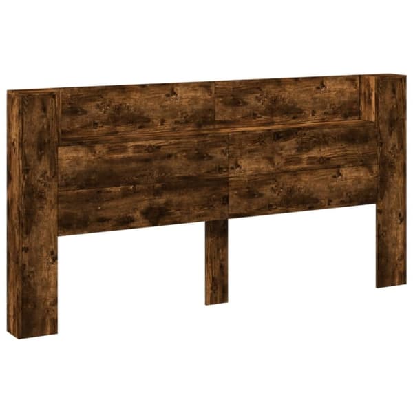 vidaXL sengegavl med opbevaring og LED-lys 200x16,5x103,5 cm røget eg