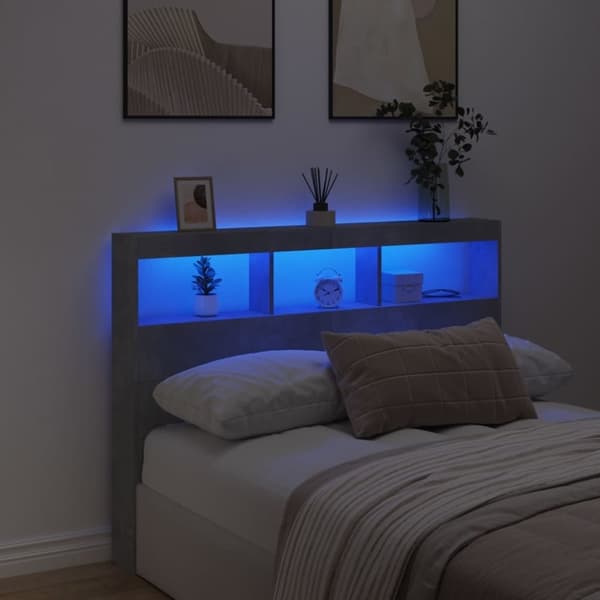 vidaXL Hodegavl skap med LED betonggrå 140x17x102 cm