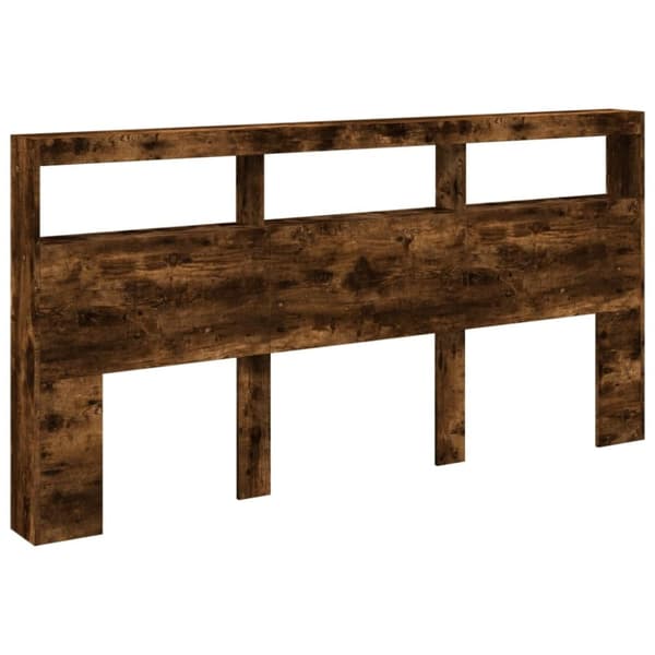 vidaXL Sängynpäätykaappi LED-valoilla savutammi 200x17x102 cm