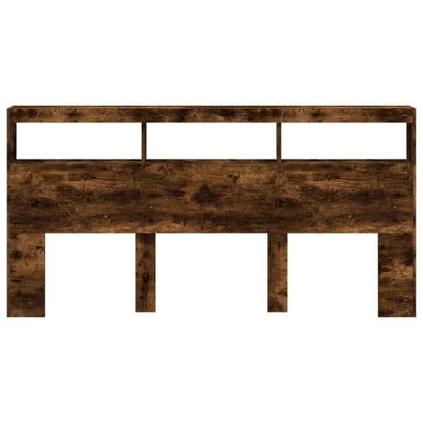 vidaXL Sängynpäätykaappi LED-valoilla savutammi 200x17x102 cm