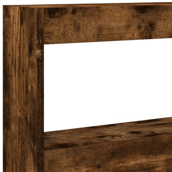 vidaXL Sängynpäätykaappi LED-valoilla savutammi 200x17x102 cm