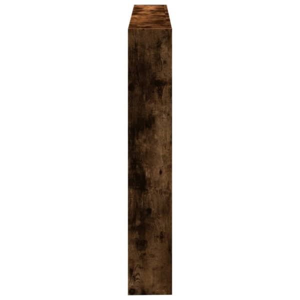 vidaXL sengegavl med opbevaring og LED-lys 140x17x102 cm røget eg