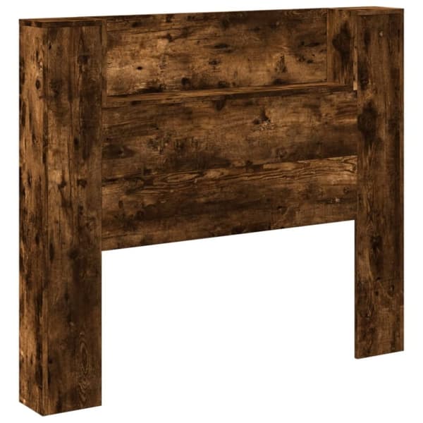 vidaXL Sängynpäätykaappi LED-valoilla savutammi 120x16,5x103,5 cm
