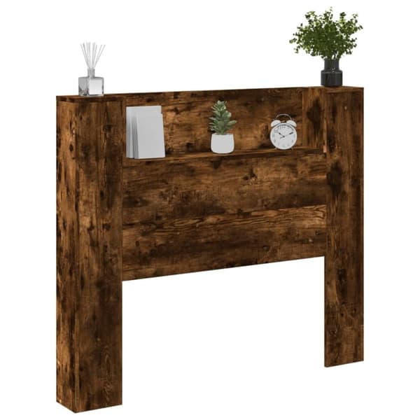 vidaXL Sängynpäätykaappi LED-valoilla savutammi 120x16,5x103,5 cm