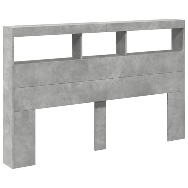 vidaXL Sängynpäätykaappi LED-valoilla betoninharmaa 160x17x102 cm