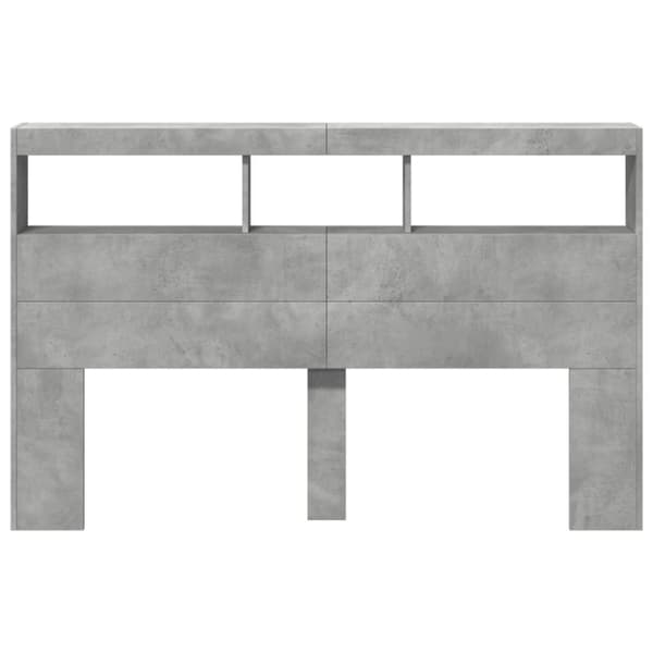 vidaXL Sängynpäätykaappi LED-valoilla betoninharmaa 160x17x102 cm