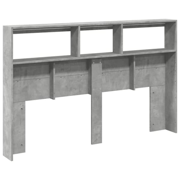 vidaXL Sängynpäätykaappi LED-valoilla betoninharmaa 160x17x102 cm
