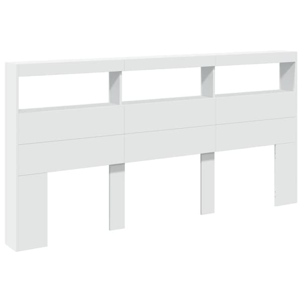 vidaXL Sängynpäätykaappi LED-valoilla valkoinen 200x17x102 cm