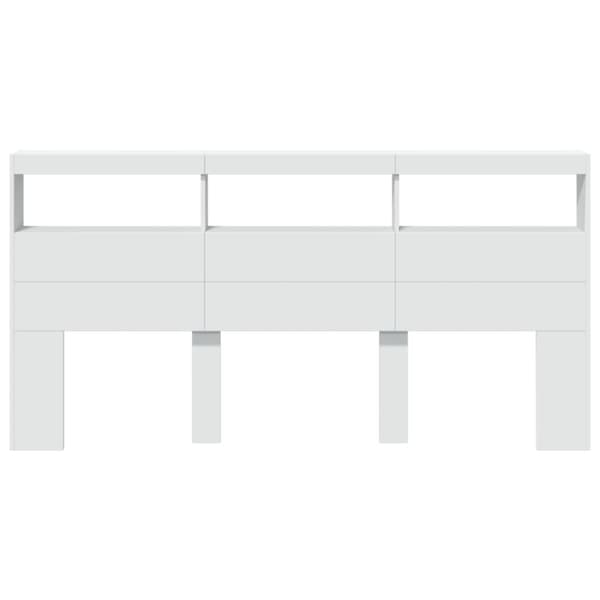 vidaXL Sängynpäätykaappi LED-valoilla valkoinen 200x17x102 cm