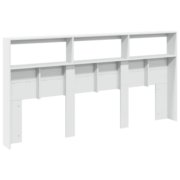 vidaXL Sängynpäätykaappi LED-valoilla valkoinen 200x17x102 cm