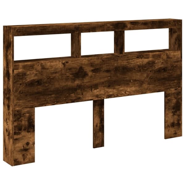 vidaXL Sängynpäätykaappi LED-valoilla savutammi 160x17x102 cm