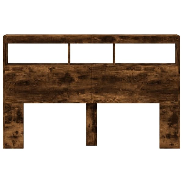 vidaXL Sängynpäätykaappi LED-valoilla savutammi 160x17x102 cm