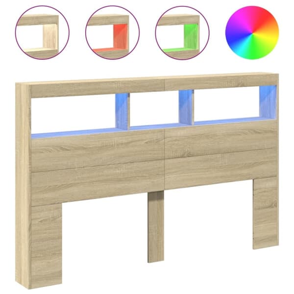 vidaXL Hodegavl skap med LED sonoma eik 160x17x102 cm