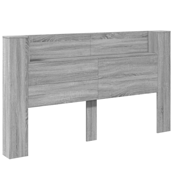 vidaXL sengegavl m. opbevaring og LED-lys 180x16,5x103,5 cm grå sonoma
