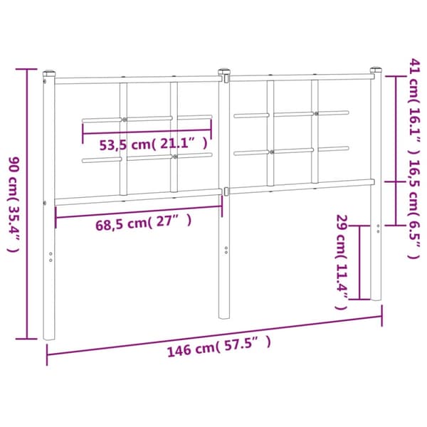 vidaXL Sengegavl i metall svart 140 cm