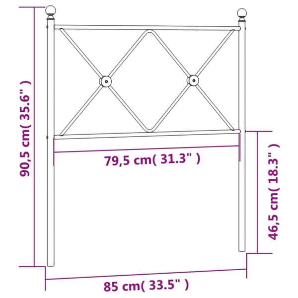 vidaXL Metallinen sängynpääty musta 80 cm