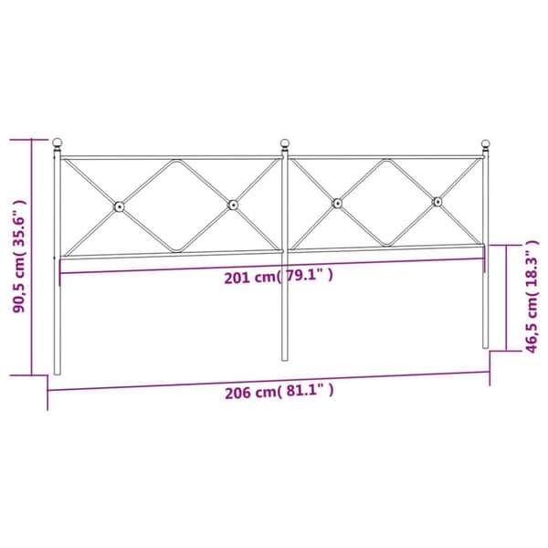 vidaXL sengegavl 200 cm metal sort