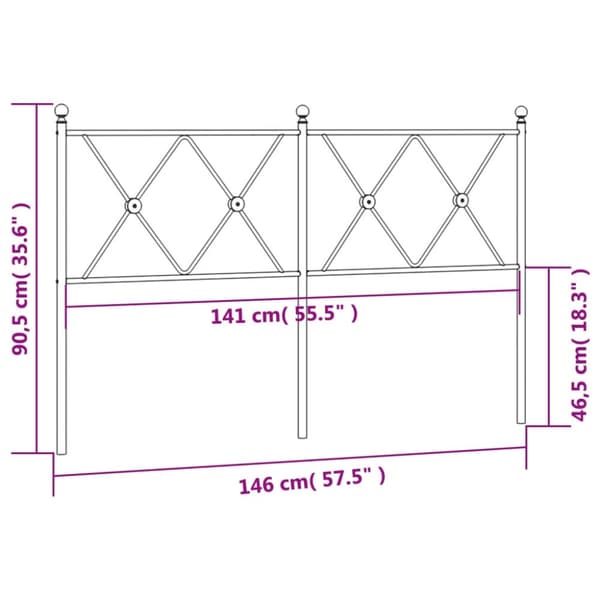 vidaXL Sengegavl i metall svart 140 cm