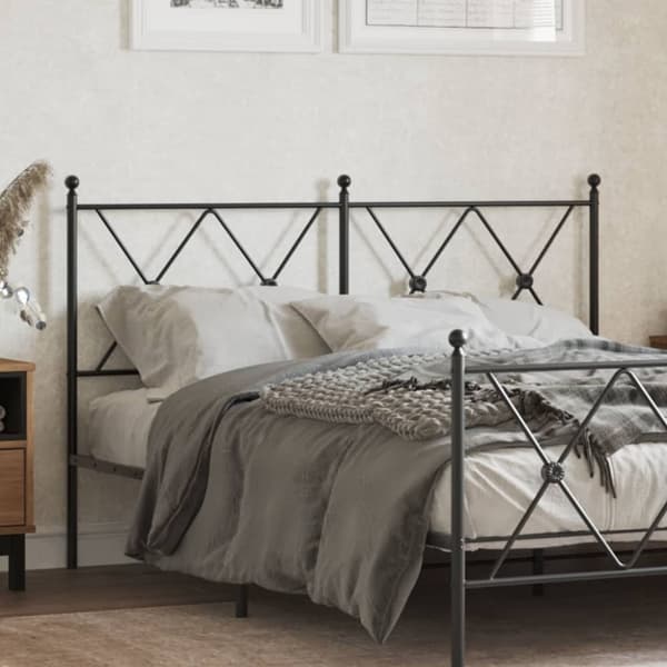 vidaXL Sengegavl i metall svart 140 cm